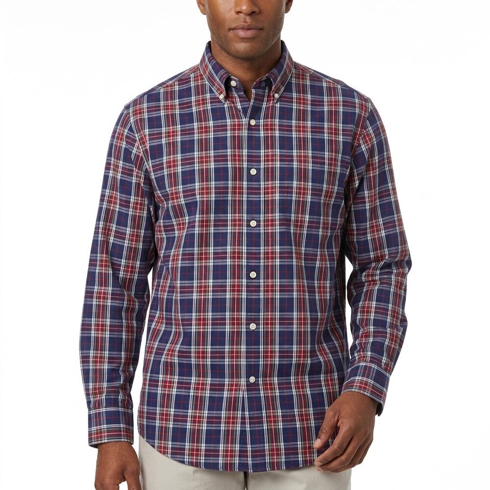 Chaps Blue Plaid Button-Up Shirt Men Size L
